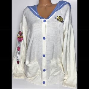 Hot Topic Sailor Moon Eternal Brooch & Eternal Tiare Embroidered Button Cardigan